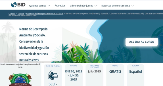 Curso de Norma de Desempeño Ambiental y Social