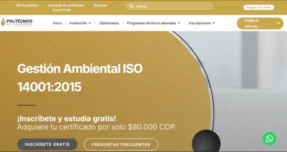 Diplomado en Gestión Ambiental ISO 14001 del Politécnico de Colombia