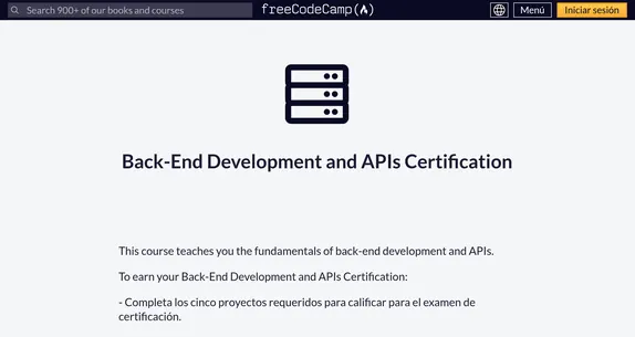 Certificación en desarrollo back-end y API